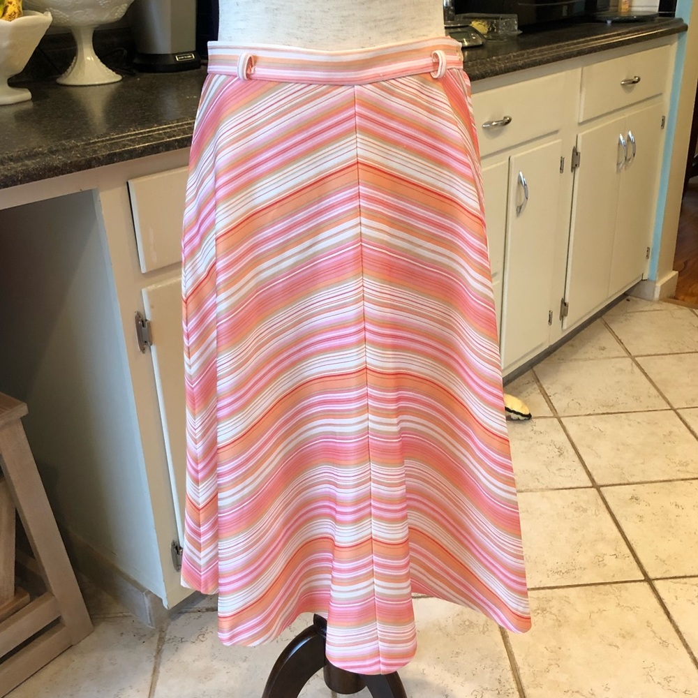 Vintage 70s Peachy Striped Skirt